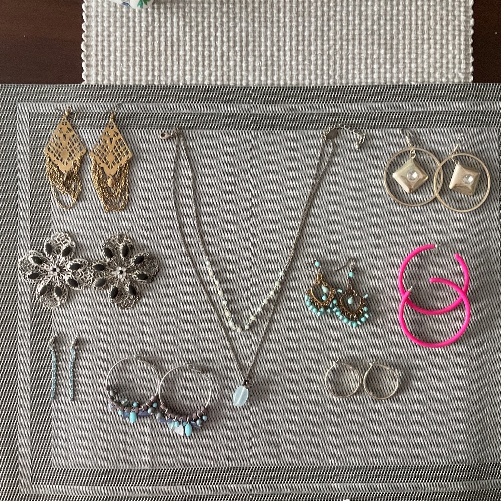 Earrings and necklace